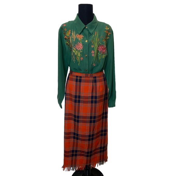 Sag Harbor Blanket Fringe Skirt Sz 16 & Crop Jacket Red Plaid - Picture 5 of 16